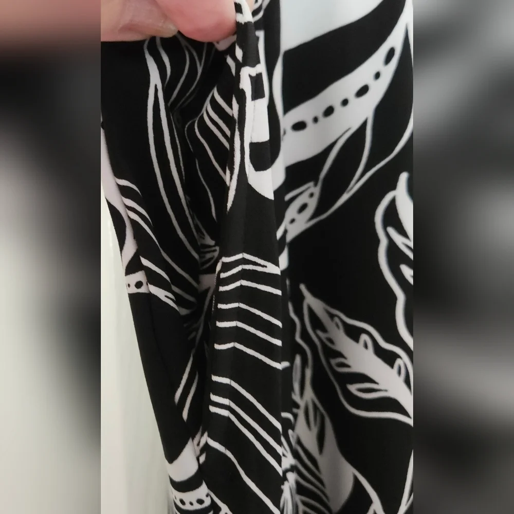 SUSAN GRAVER WIDE LEG PANTS SZ LP BLACK WHITE - Picture 5 of 7